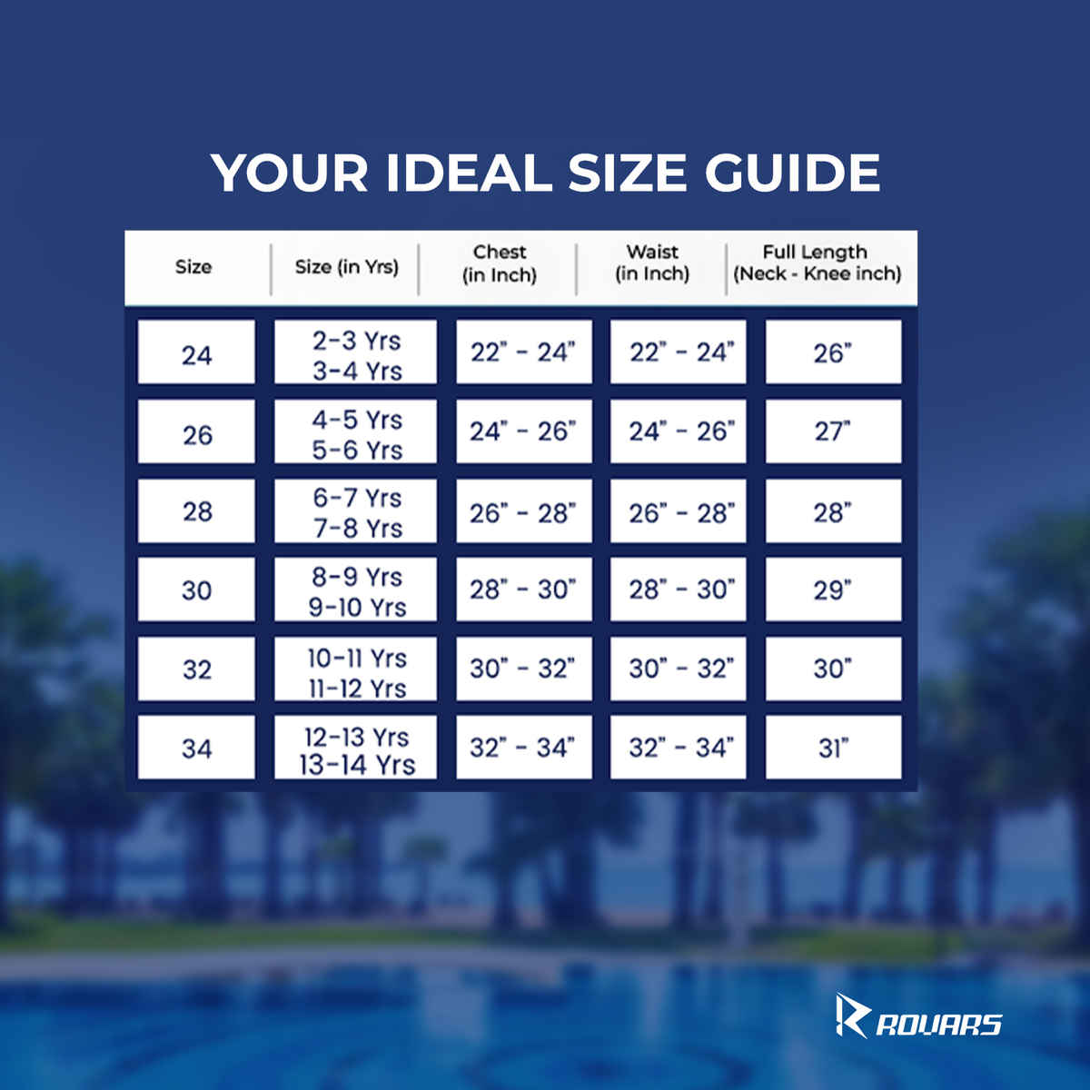 ROVARS Boys, Girls & Unisex Swim & Skating Wear | Navy Blue - 34