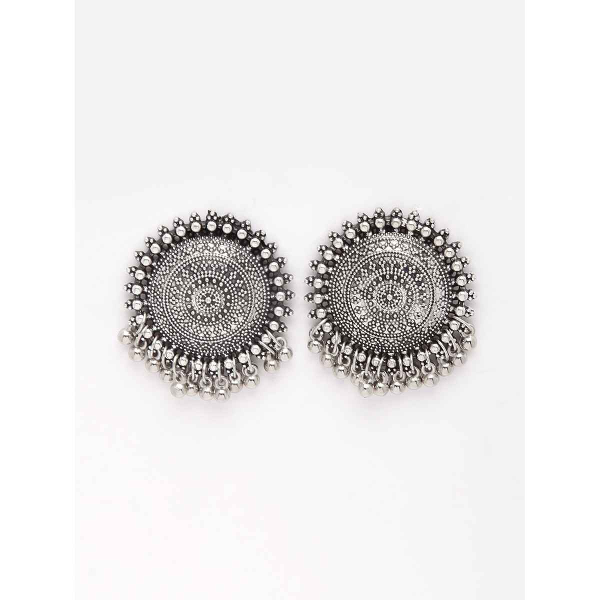 Shining Diva Fashion Stylish Traditional Oxidised Silver Necklace Jewellery Set for Women | 13157s