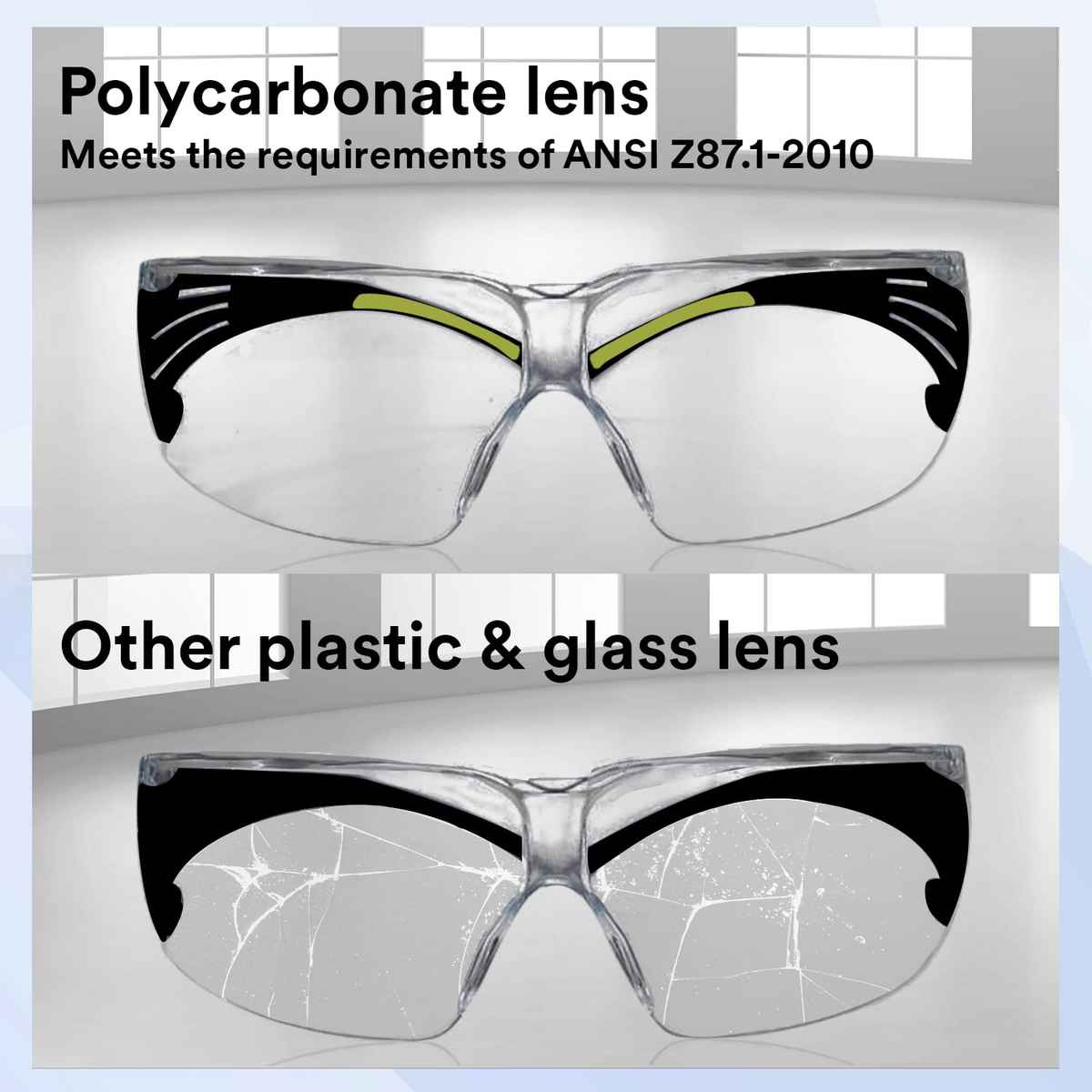 3M SecureFit SF401AF Anti-Fog & Scratch Lens Protective Eyewear | Black & Green Frame