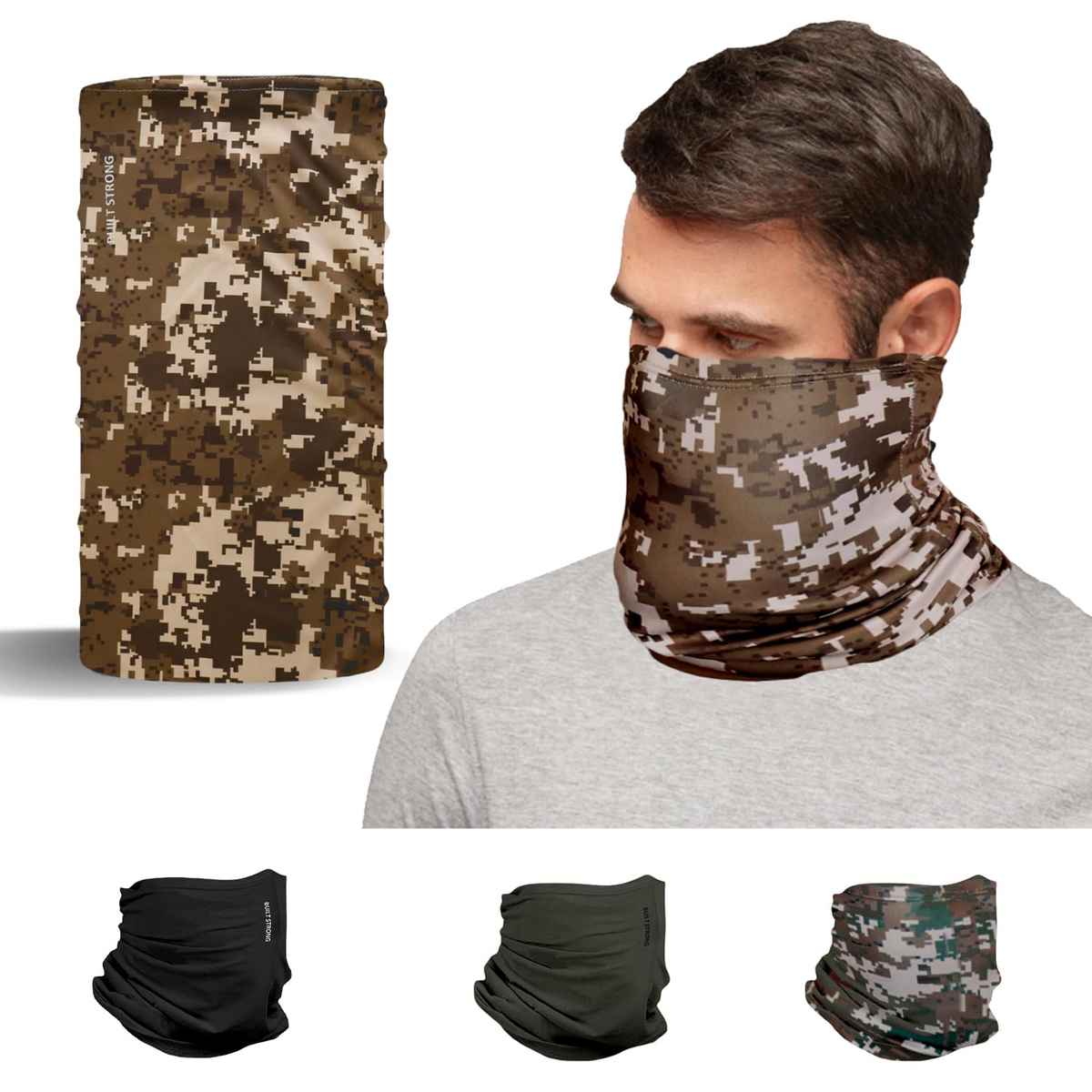 Xtrim Bamboo Bandana Face Mask for UV Protection, Comfort Fit, Breathable, Odour-Free | Camo Desert