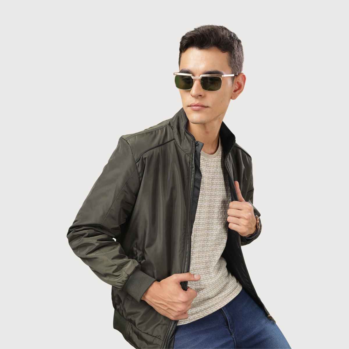 Dollar Jacket For Men - Casual Zipper Bomber For Winter | Mamwj 903 Olive | Green | XL