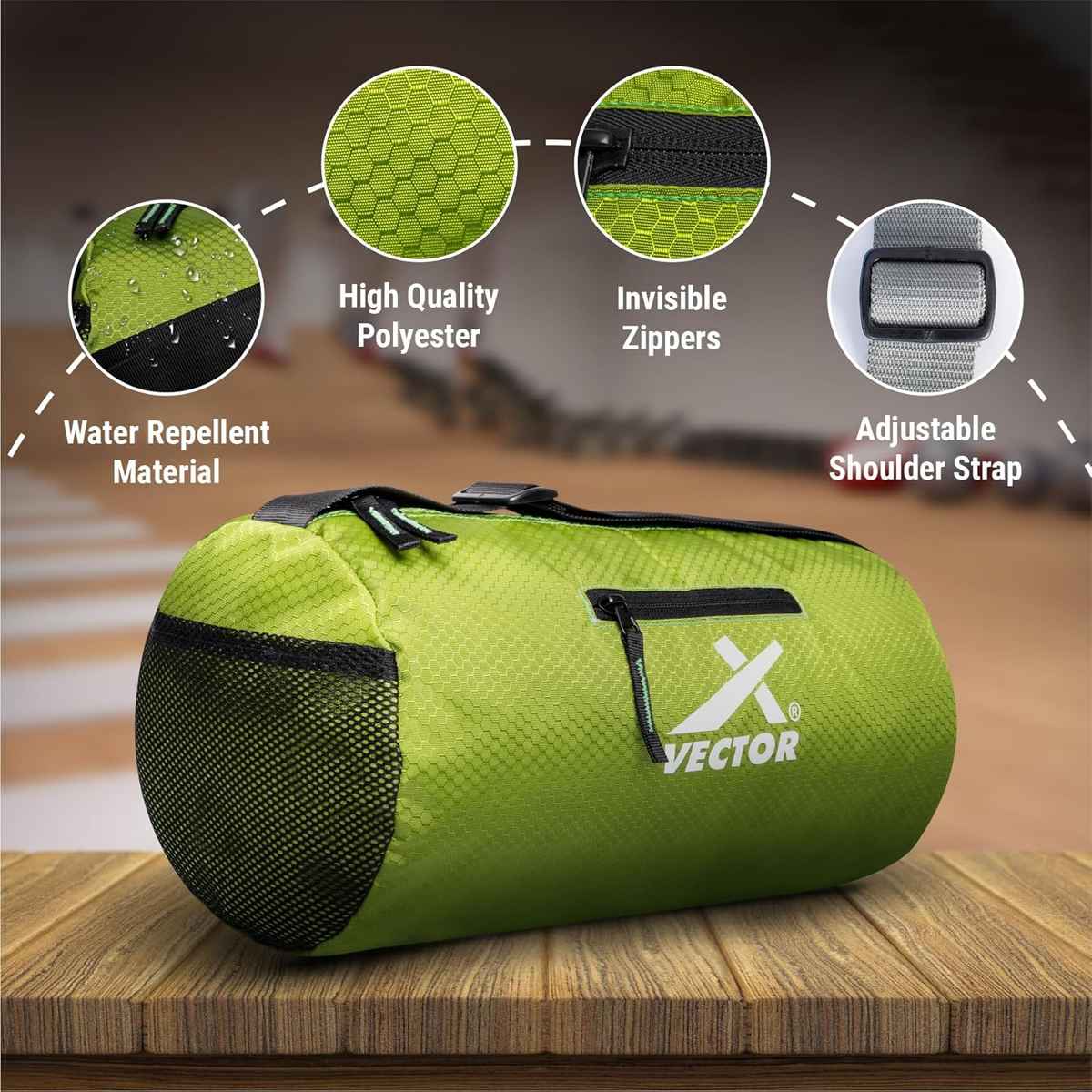 Vector X Unisex Textured Polyester 17 L Gym Bag | Green - One Size