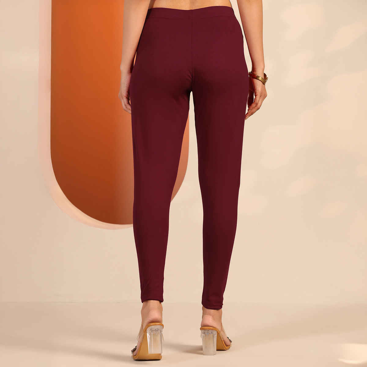 Libas Women's Solid Cotton Blend Legging | Maroon - M