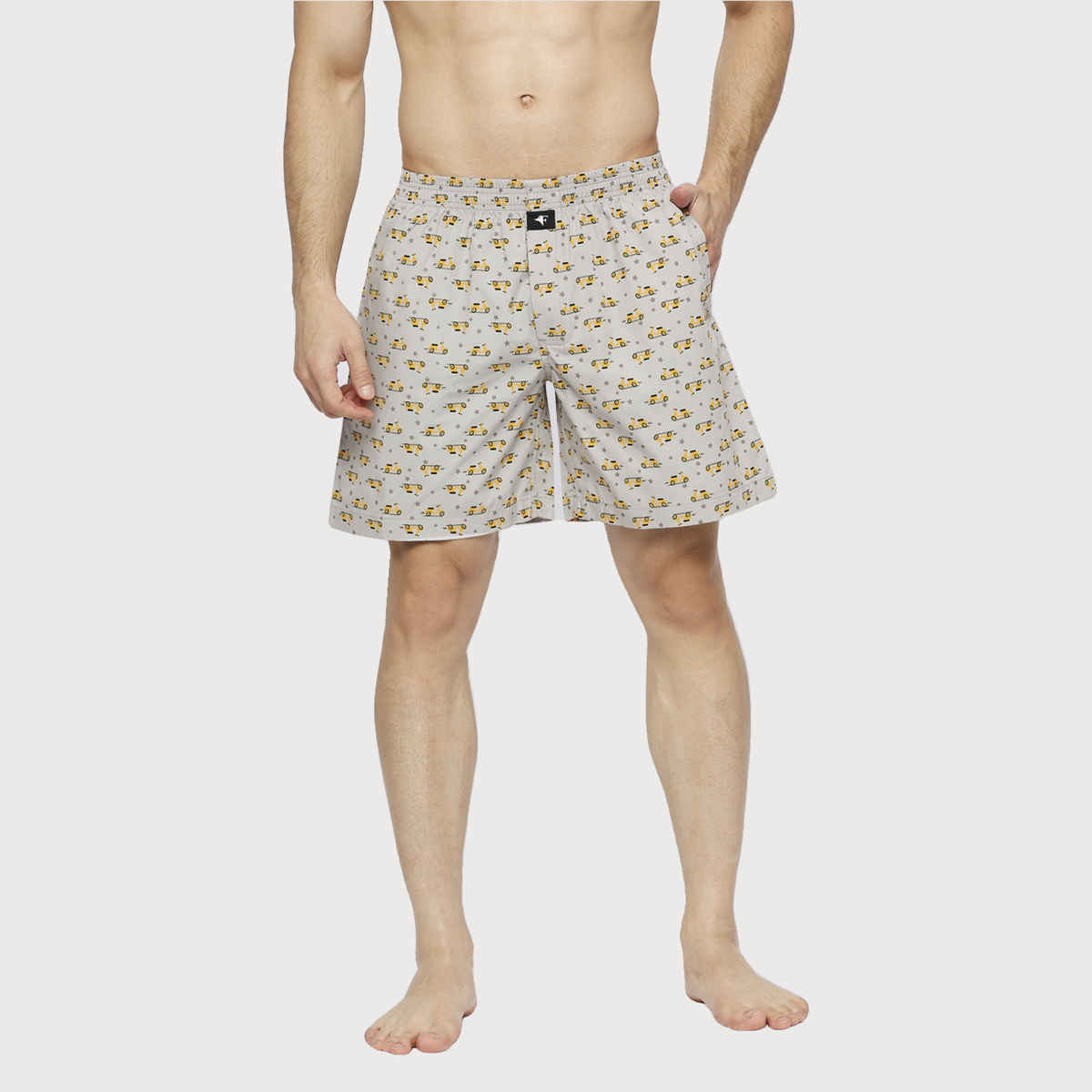Frenchie Men s Printed Cotton Boxer Shorts | Scooter Light Grey | XL
