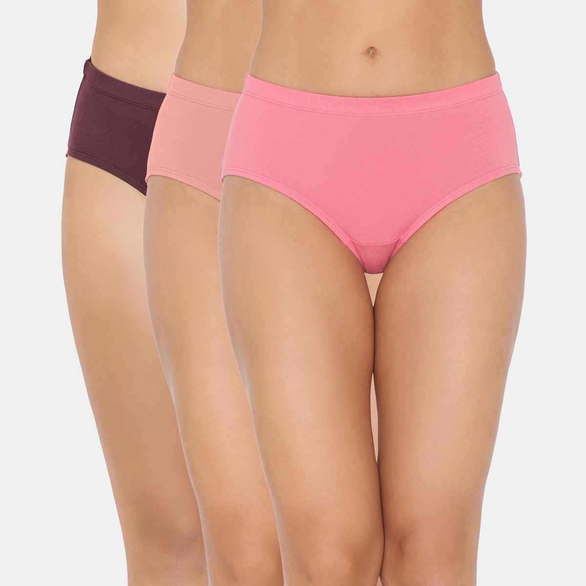 Zivame Women's Medium Rise Full Coverage Hipster Panty | Multicolour - M