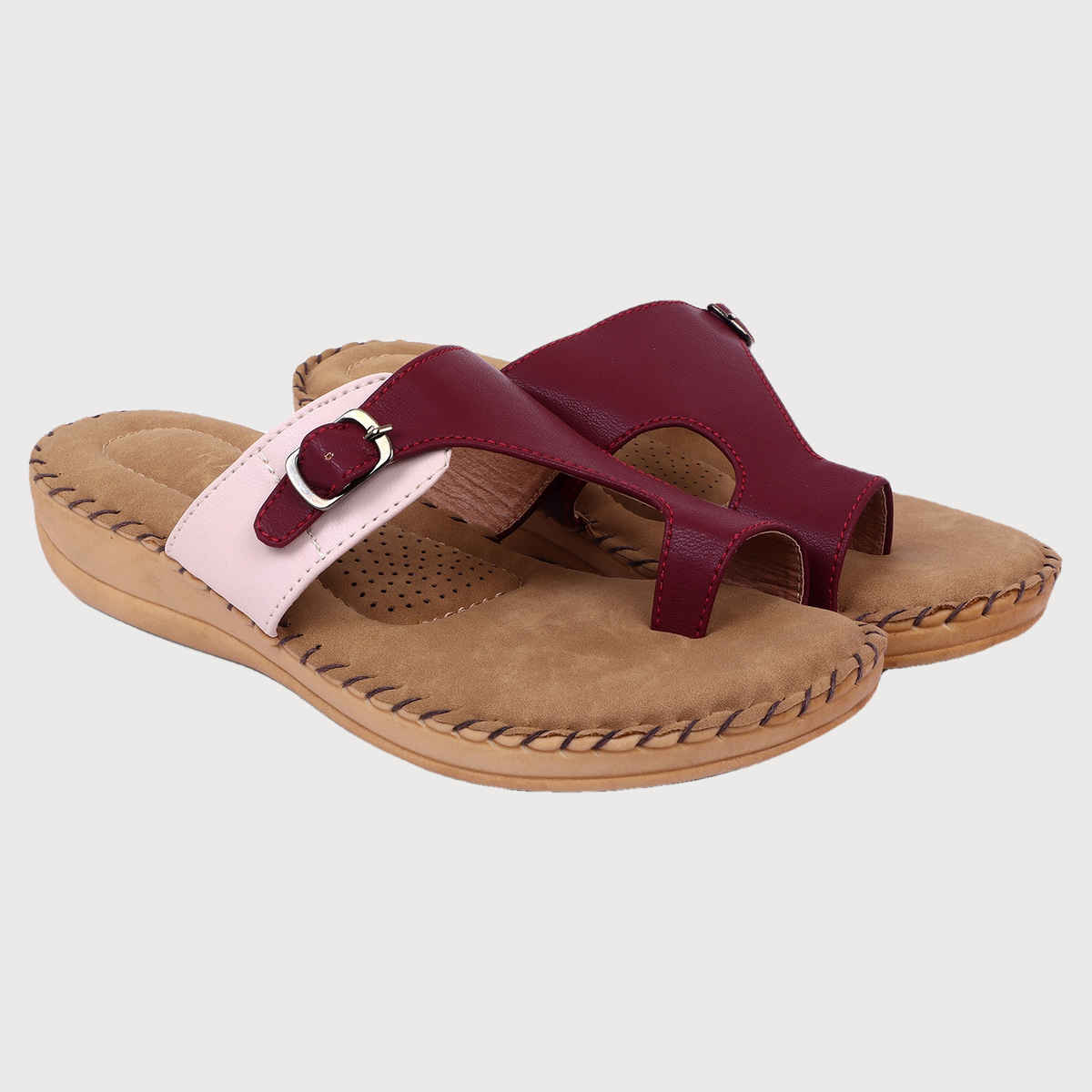 Trase Doctor Ortho Comfortable Slippers For Women | Beige-Maroon | 6 UK