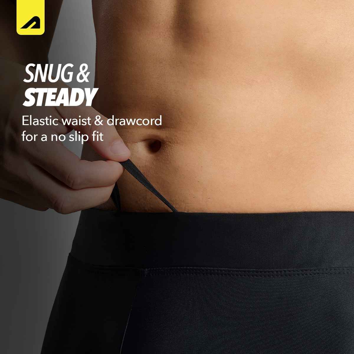 Boldfit Men's Swimming Shorts Adjustable Breathable Quick Drying | Black - M