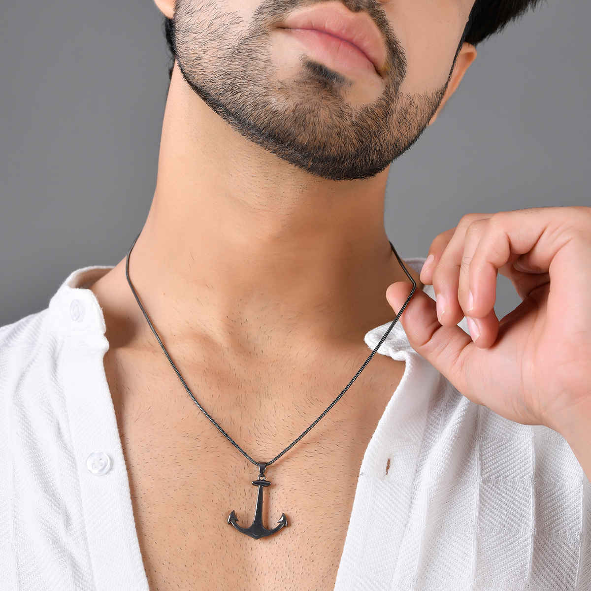 Voylla | Eclipse Anchor Black Trishul Mens Pendant