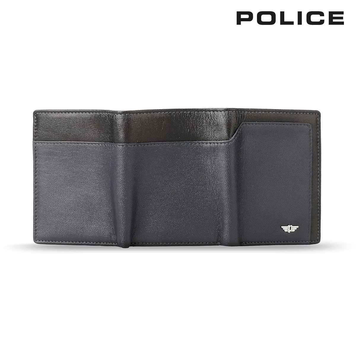 Police Men's Solid Genuine Leather Wallets | Black and Navy - Free Size