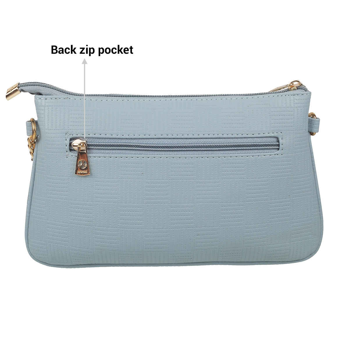 Mochi Light Blue Synthetic Sling Bag for Women | 230-8-32