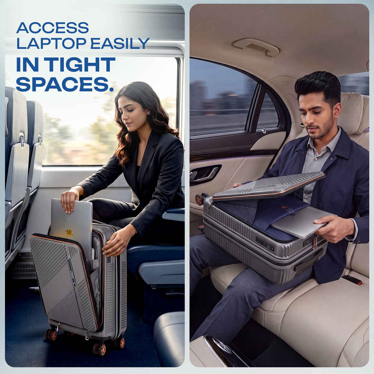 Safari Aeon Cabin Luggage with Laptop Compartment | Gun Metal