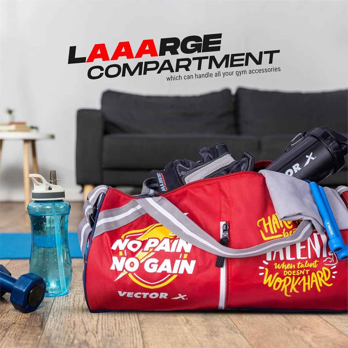 Vector X Unisex Polyester 22 L Gym Duffel Bag | Red