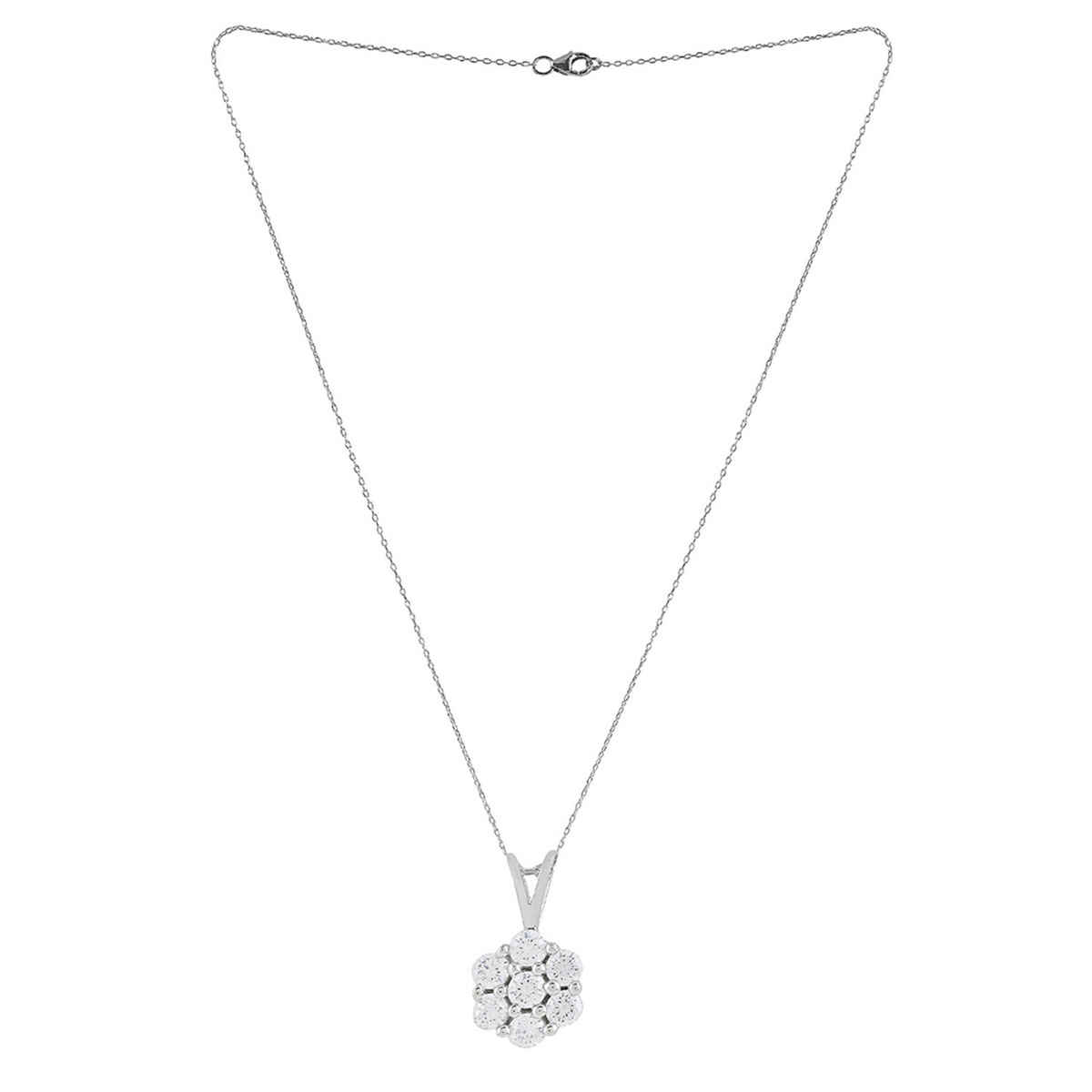 Voylla 925 Sterling Silver Cz Blue Stone Pendant With Chain