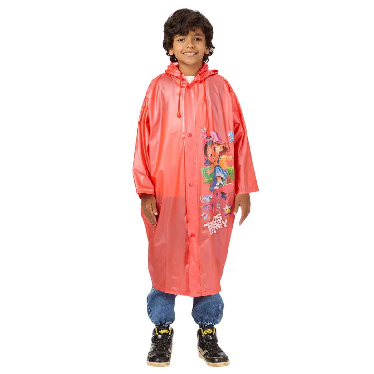 Highlands Popular Graphic Printed | Children's Baggy Raincoat | Red - 06-07 Yrs