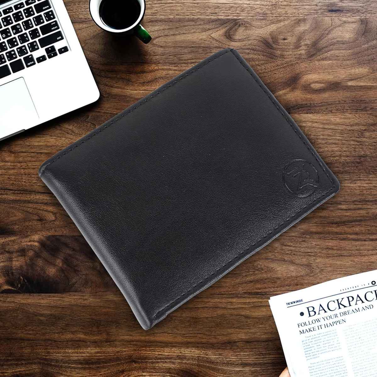 Urban-T Men's Solid Genuine Leather Bi-Fold Wallet | Black - Free Size