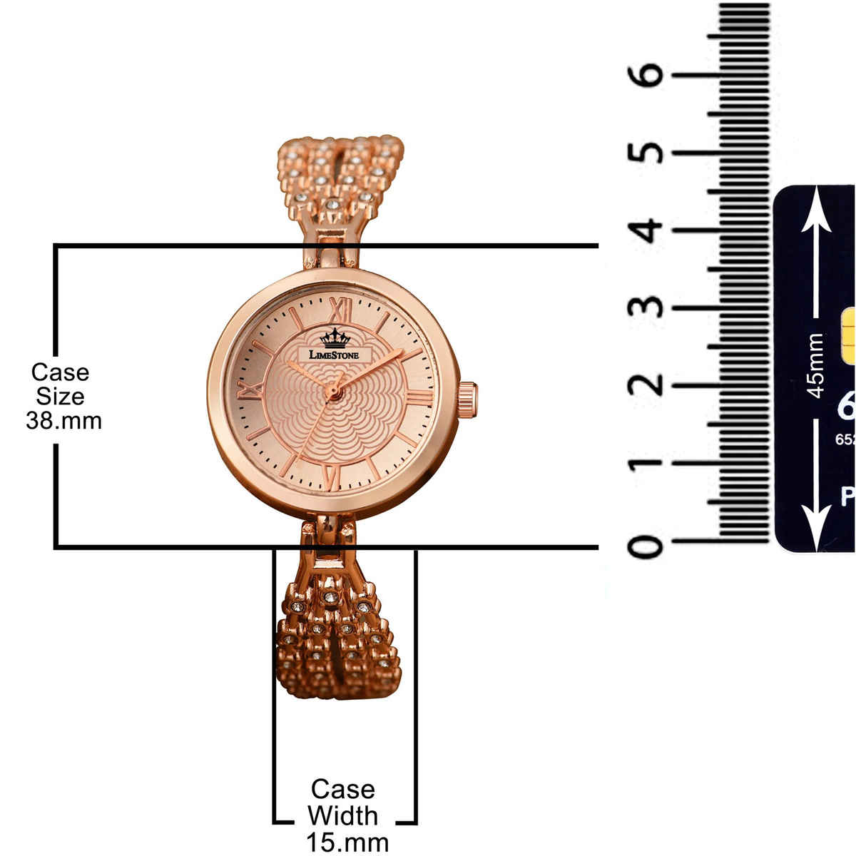 Limestone Women's Fashion Rose Gold Quartz Chain Strap Watch