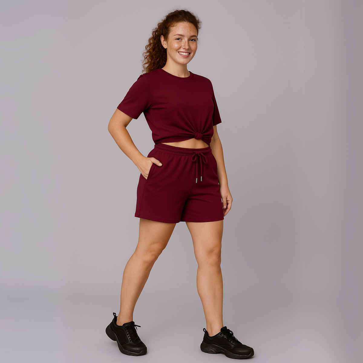 EQL Women's Pure Cotton Shorts | Maroon - M
