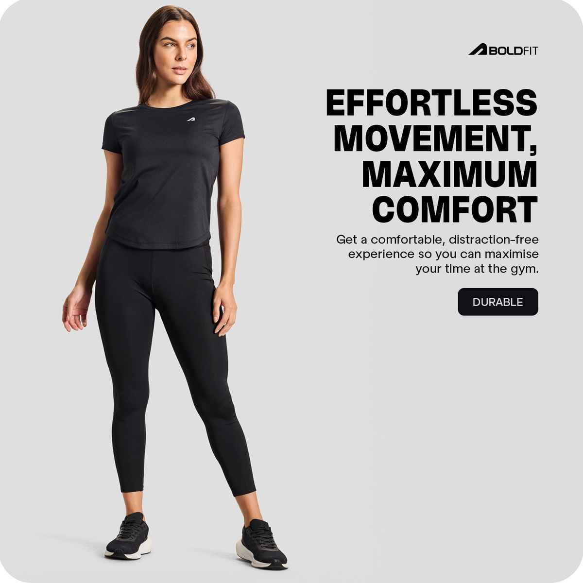 Boldfit Women's Sports T-shirt Quick Dry Fit Gym Sports Casual Wear | Black - L