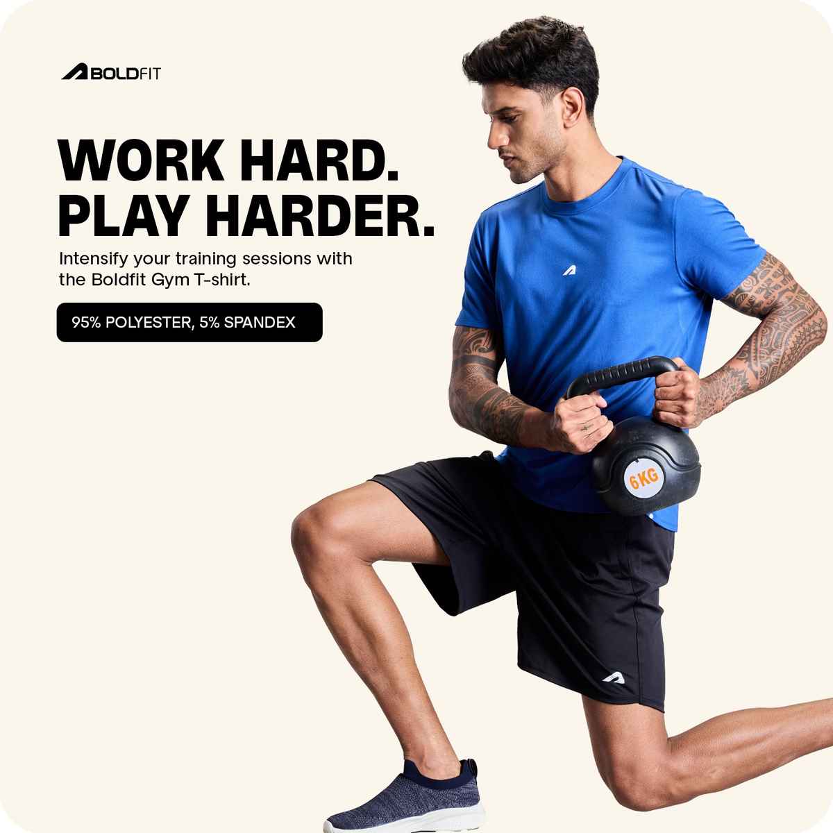 Boldfit Men's Gym T-shirt Round Neck Training T-shirt | Blue - L