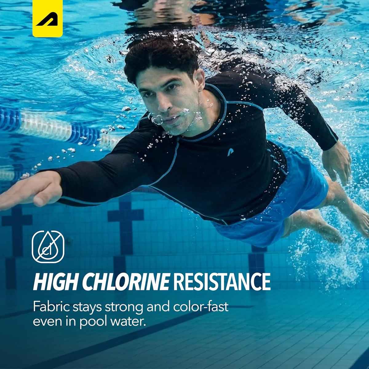 Boldfit Men's Full Sleeve Swim TShirt Stretchable | Black - M