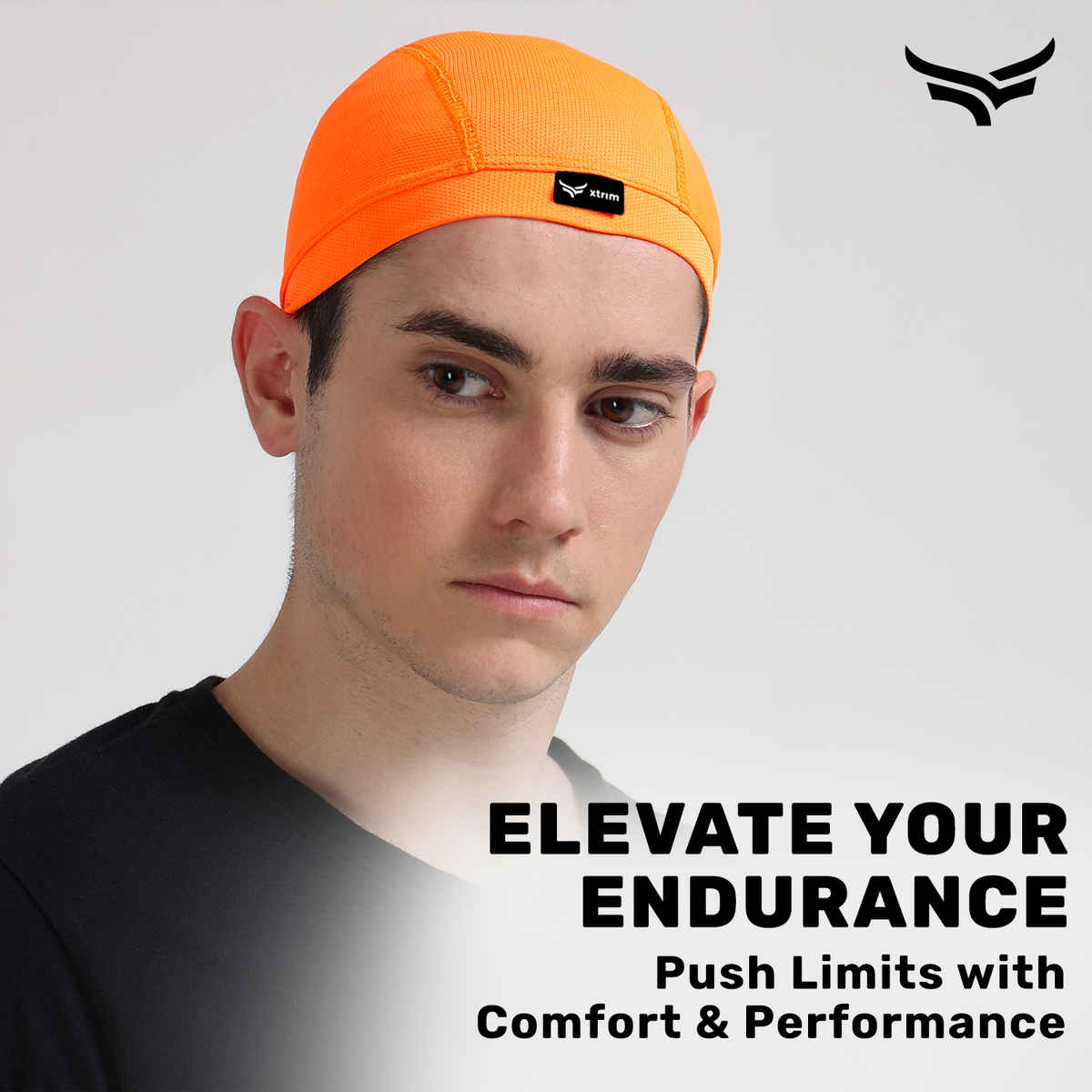 Xtrim Skull Cap for Bikers/ Cyclists, Inner Helmet Liner, Sweat Cooling | Orange - One Size