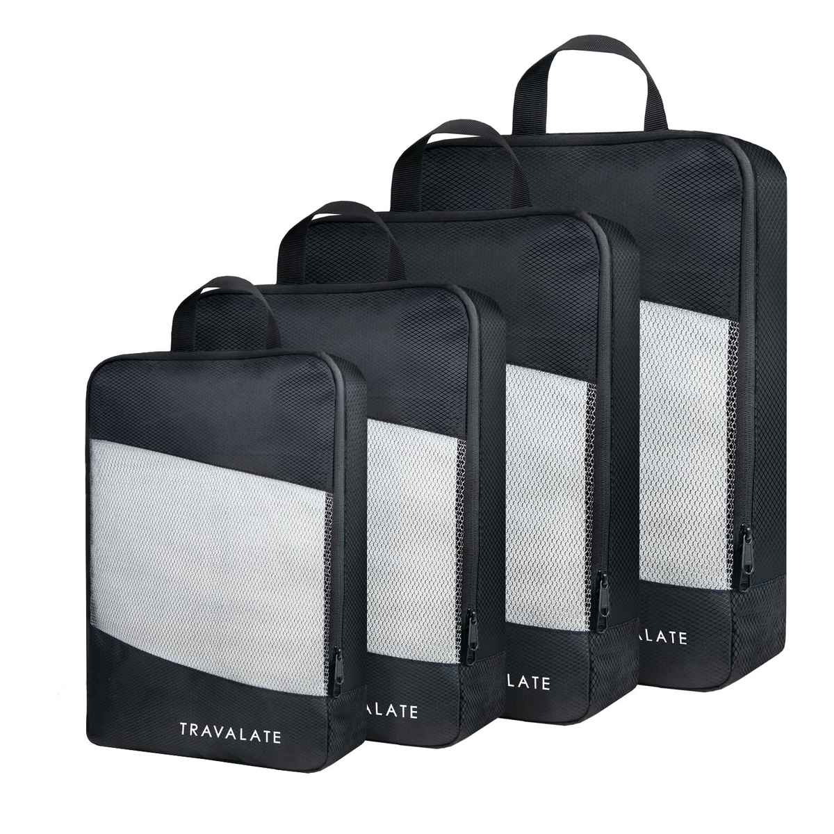 TRAVALATE Polyester 4 Various Sizes Travel Luggage Packing Cubes | Black