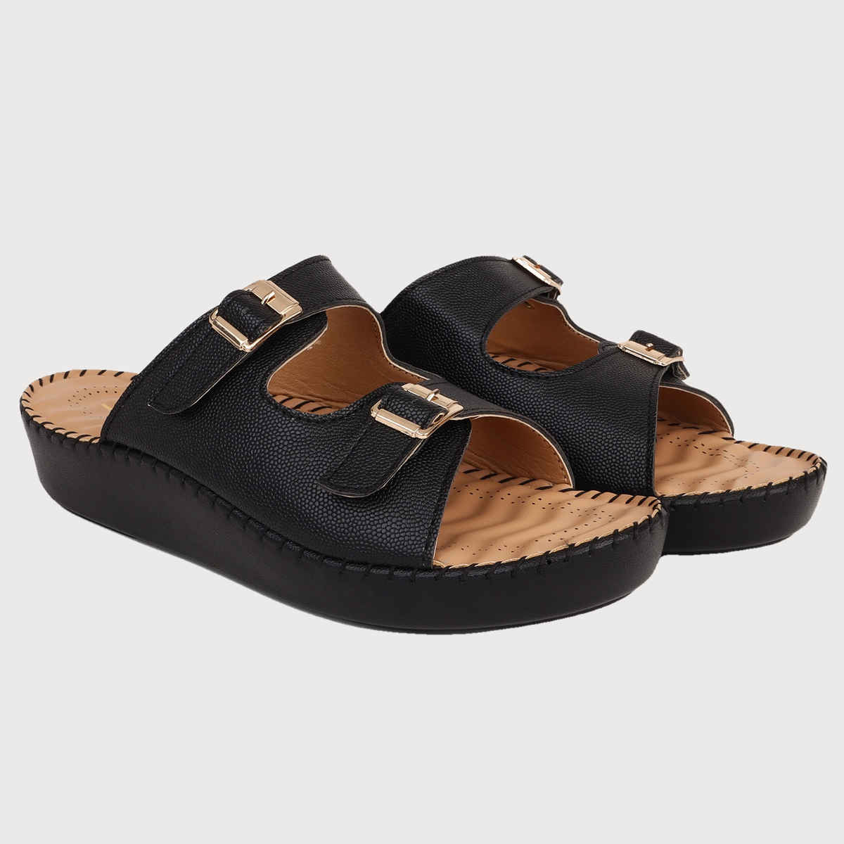 Trase Casual Women's Sandals | Comfortable Slip-On Design - Black | 7 UK