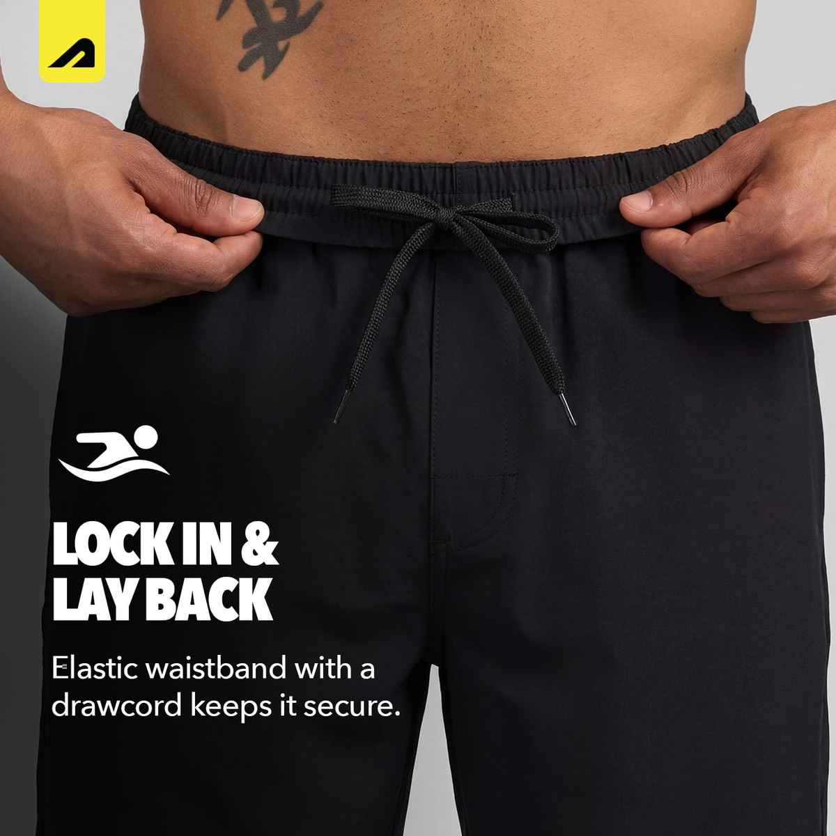 Boldfit Men's Swimming Shorts Stretchable Quick Dry | Black - S