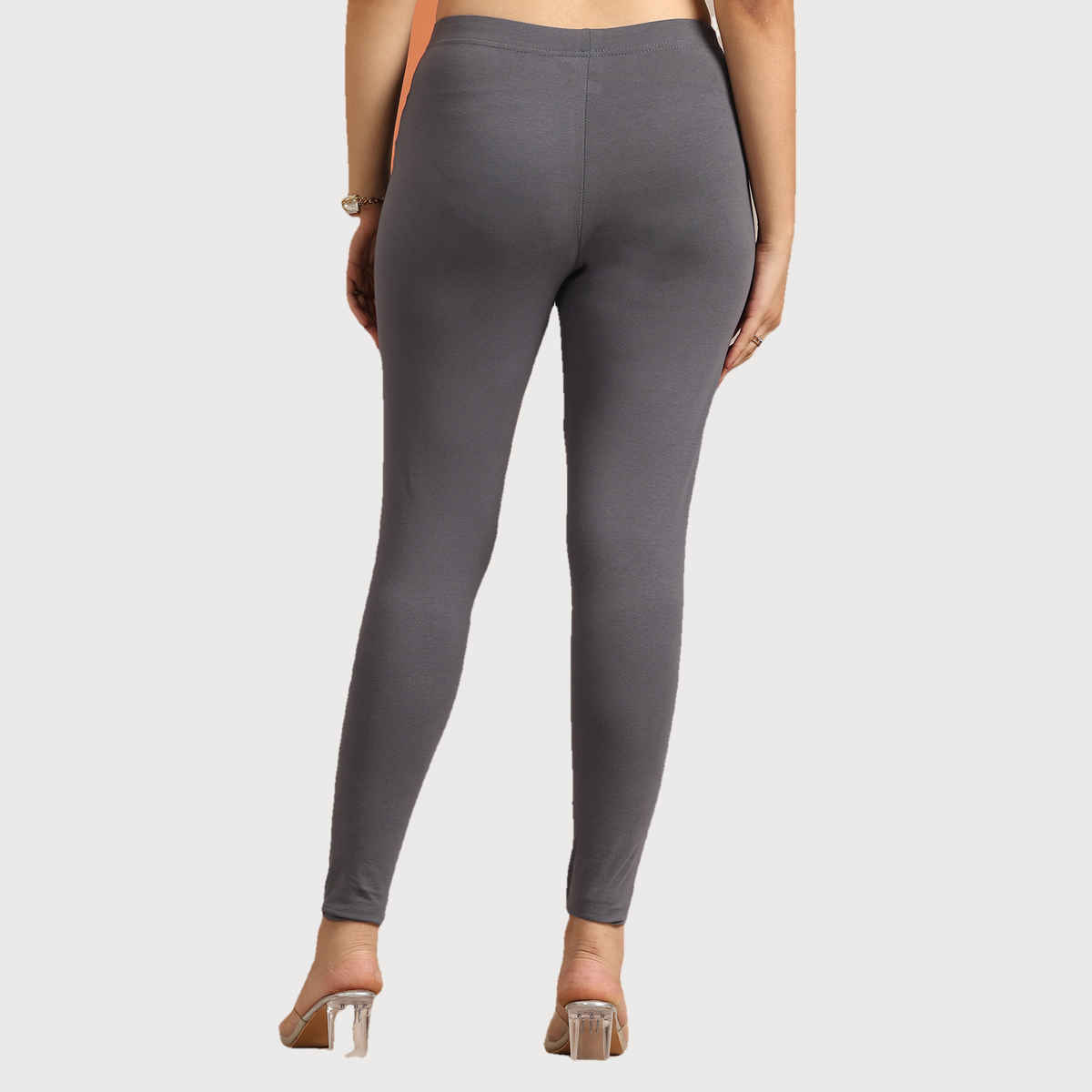 Libas Women's Solid Cotton Blend Leggings | Grey - M