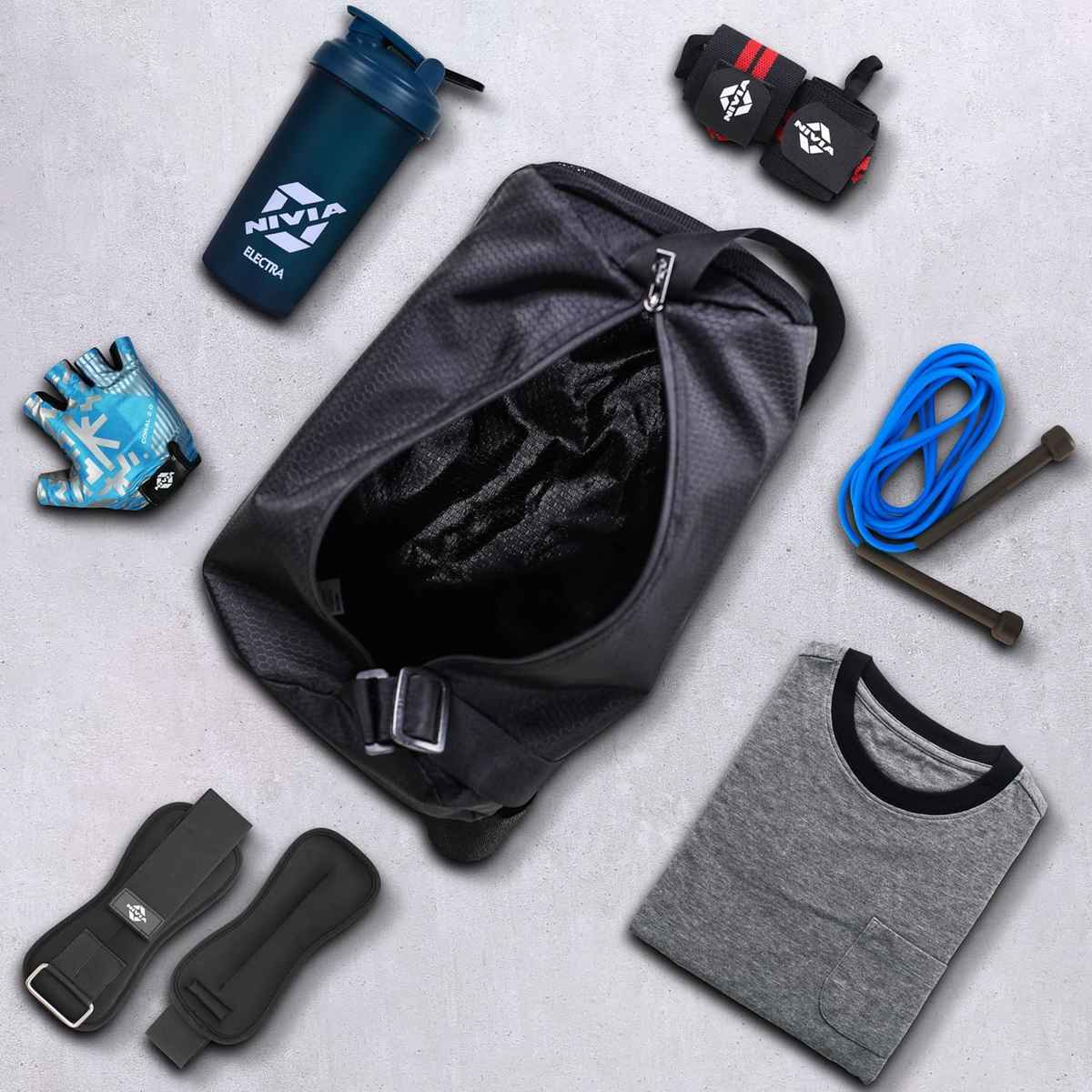 Nivia Men's Solid Polyester 13 L Web Handle Duffle Bag | Black