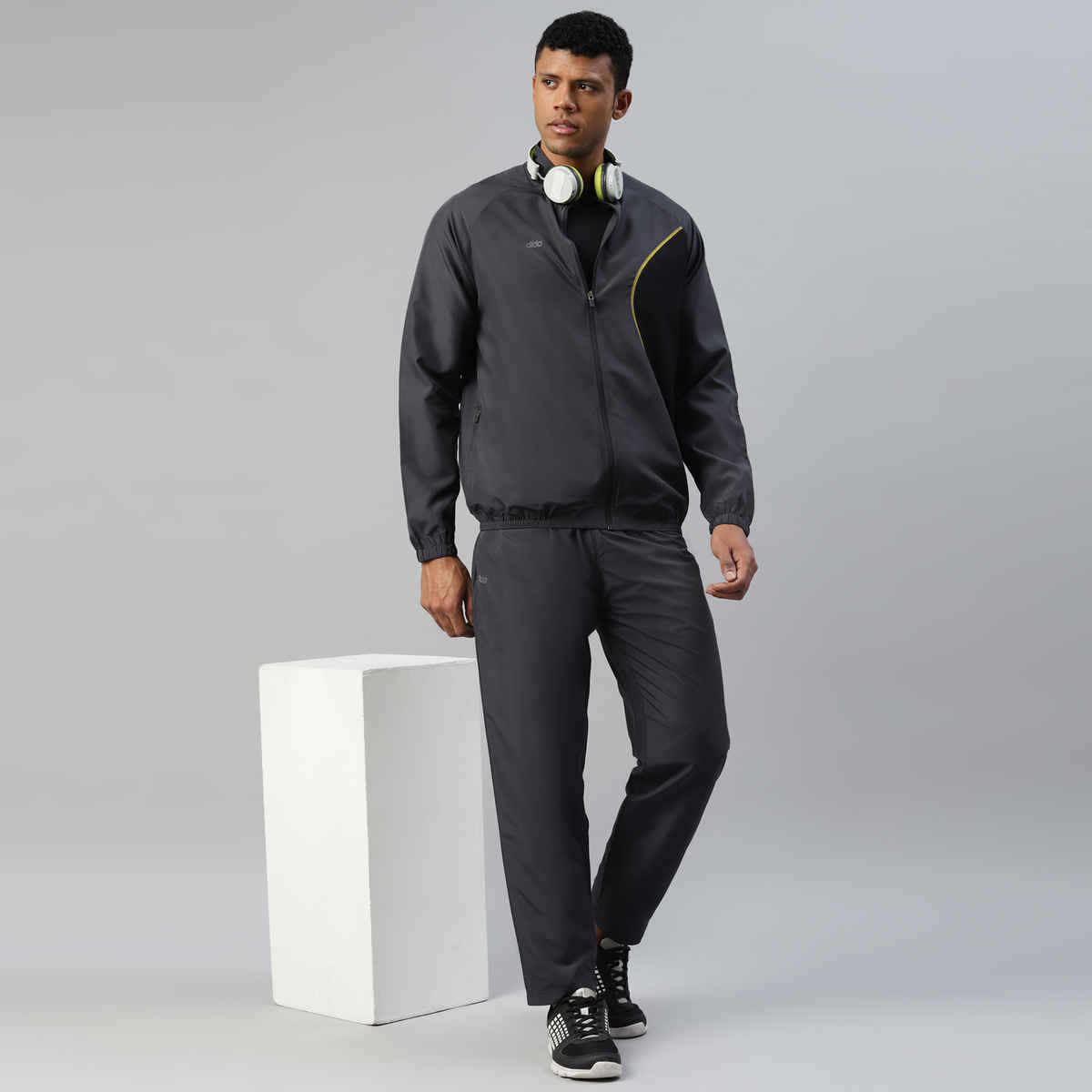 Dida Men's Sports Track Suit | Regular Comfortable Stretchable Dry-Fit | Grey - L