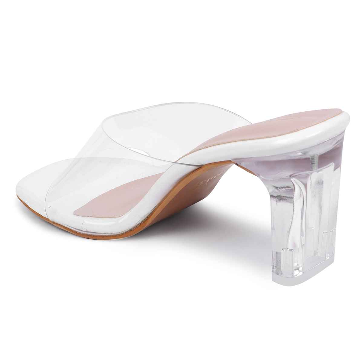 Trase Women Casual Transparent Block Heel Sandals - White | 4 UK