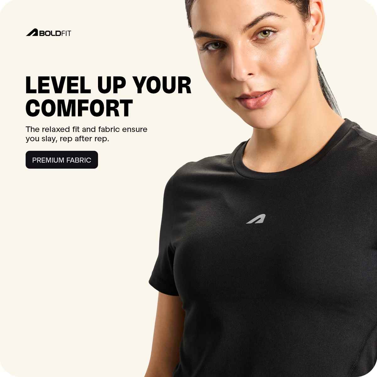 Boldfit Women's Training Crop Top Gym T-shirt Activewear Quick Dry | Black - L