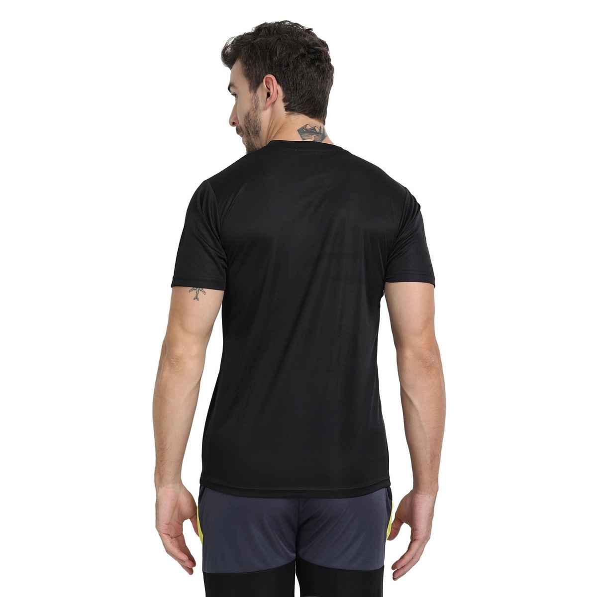 Ftx Men's Solid Round Neck Polyester Half Sleeve Casual T-shirt | Black | L