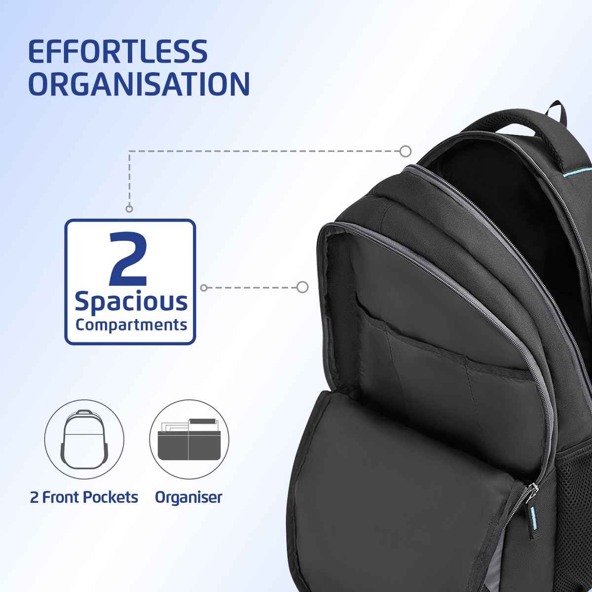 Safari Punch Plus 30L Laptop Backpack | 2 Compartments | Rain Cover | Bottle Holder | Color - Black