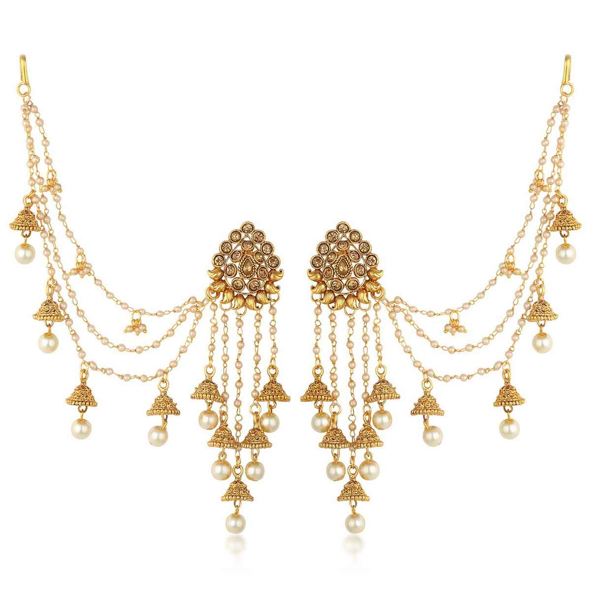 Sukkhi Traditional Gold Plated Bahubali Inspired Long Chain Jhumki Earrings For Women