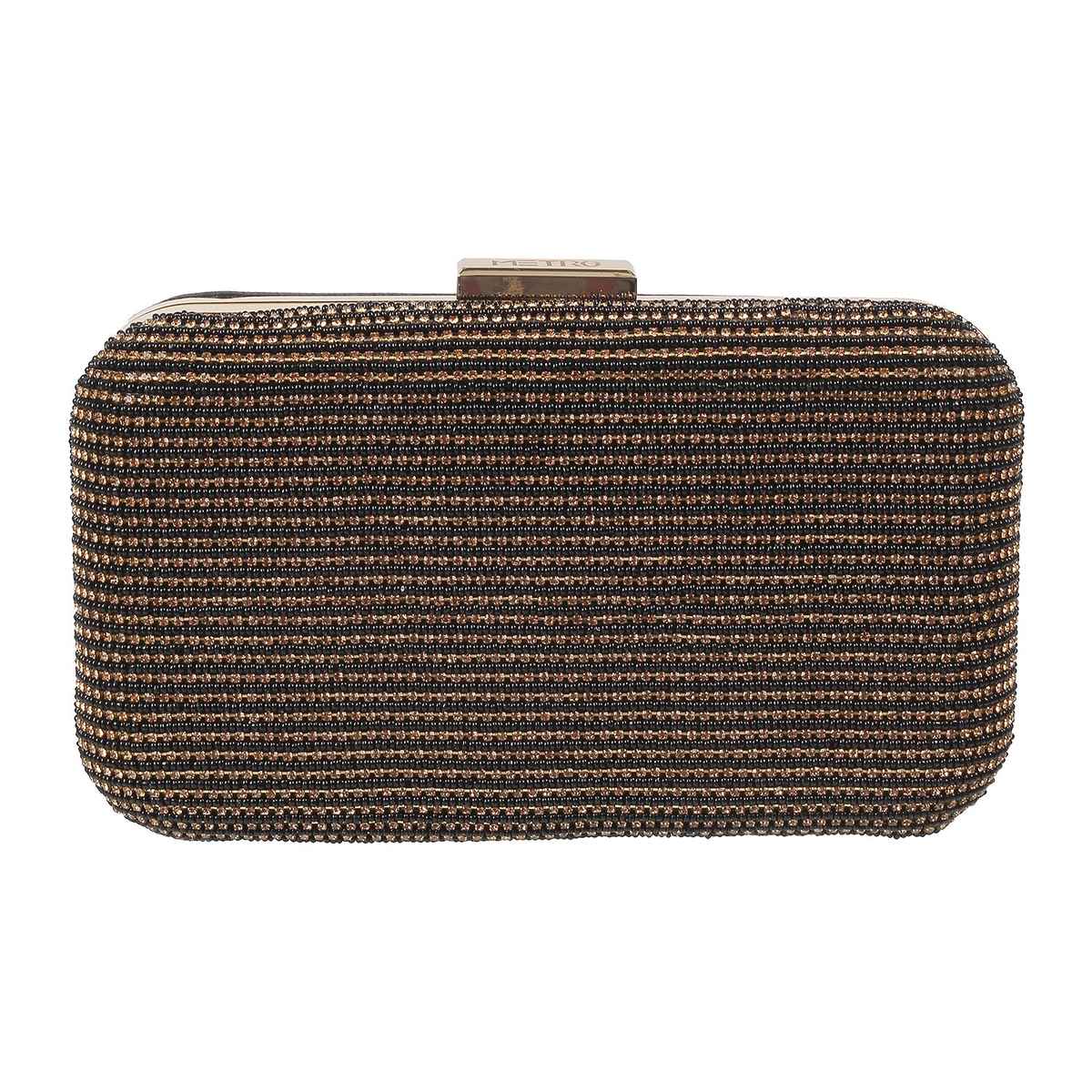 Metro Women's Embellished Faux Leather Clutch | Black - Free Size