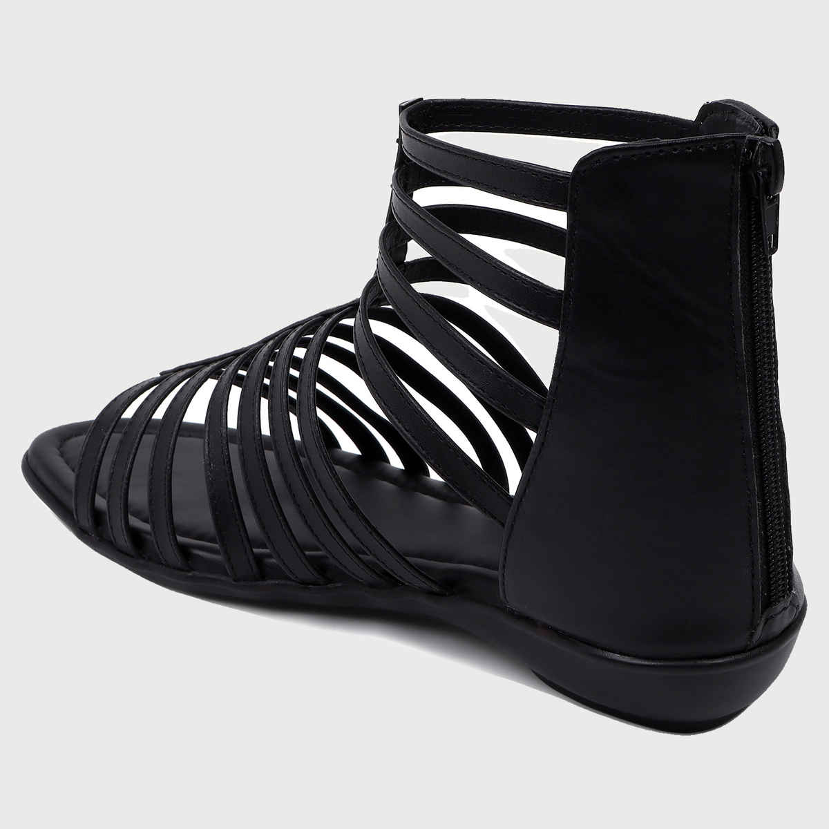 Trase Women Fashion Flat Gladiator Sandals - Black | 7 UK