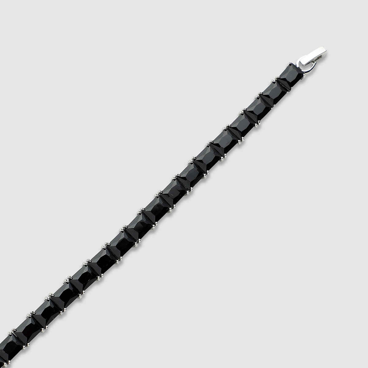 French Accent Geometric Stone Tennis Bracelet - Charcoal Black