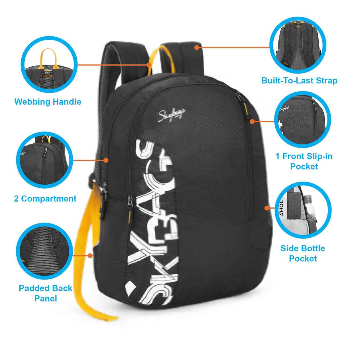 Skybags Unisex Polyester 22 L Top Handle Backpack | Black