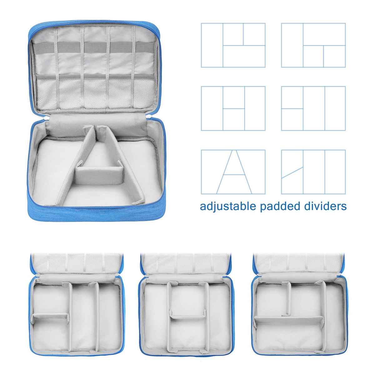 Awestuffs Gadget Organizer for Electronics Accessories, Cables, Phones | Blue