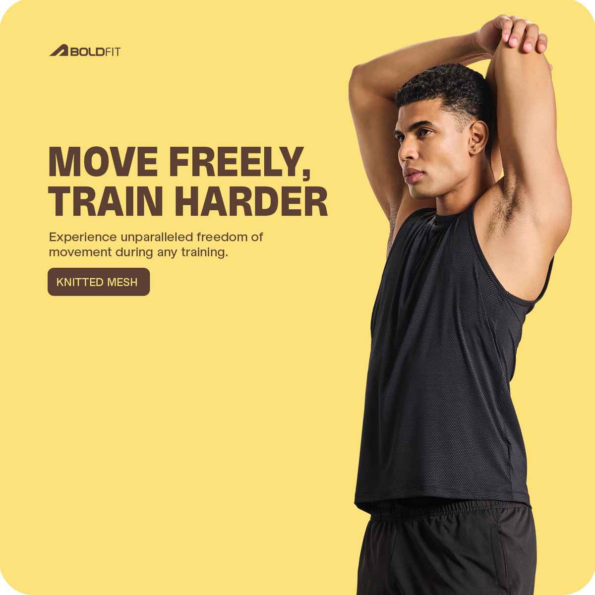 Boldfit Men's Vest Multipurpose Sando for GymOutdoor Baniyan | Black - M