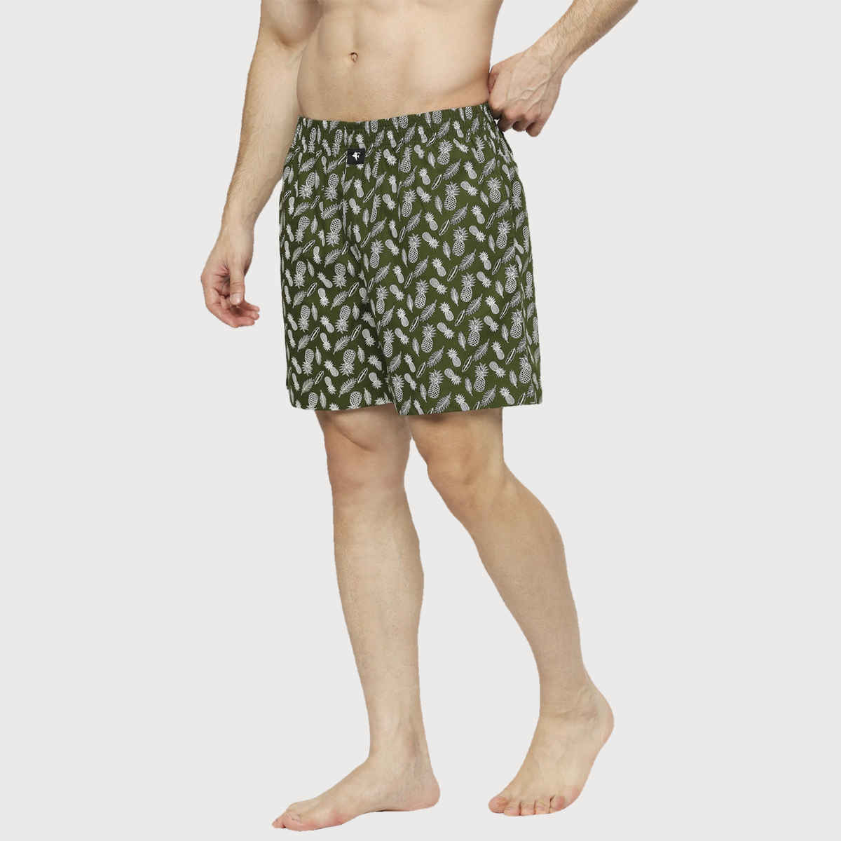 Frenchie Men s Printed Cotton Boxer Shorts | Fruit Olive Green | XL