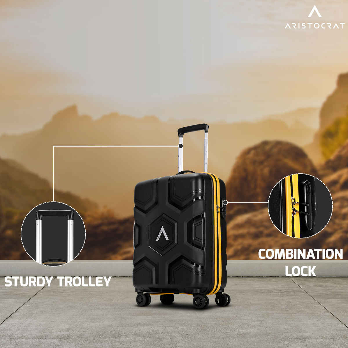 Aristocrat Rock Suitcase 55 | Jet Black