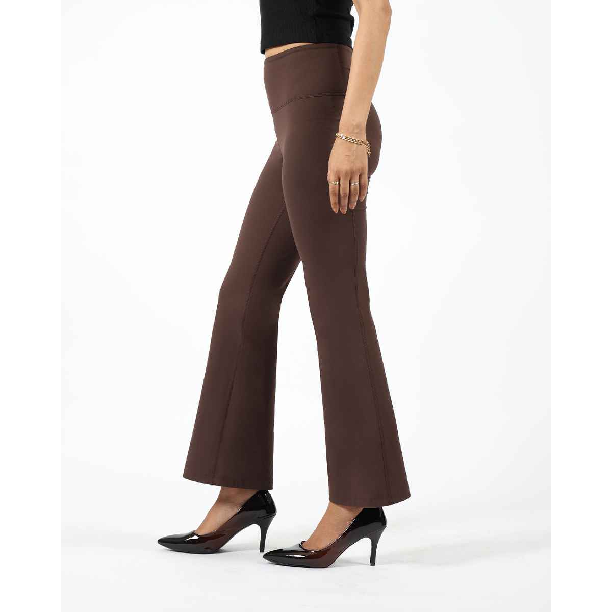 Blissclub Women's Ultimate Flare Pants - Lite Barkha Brown | 2XL
