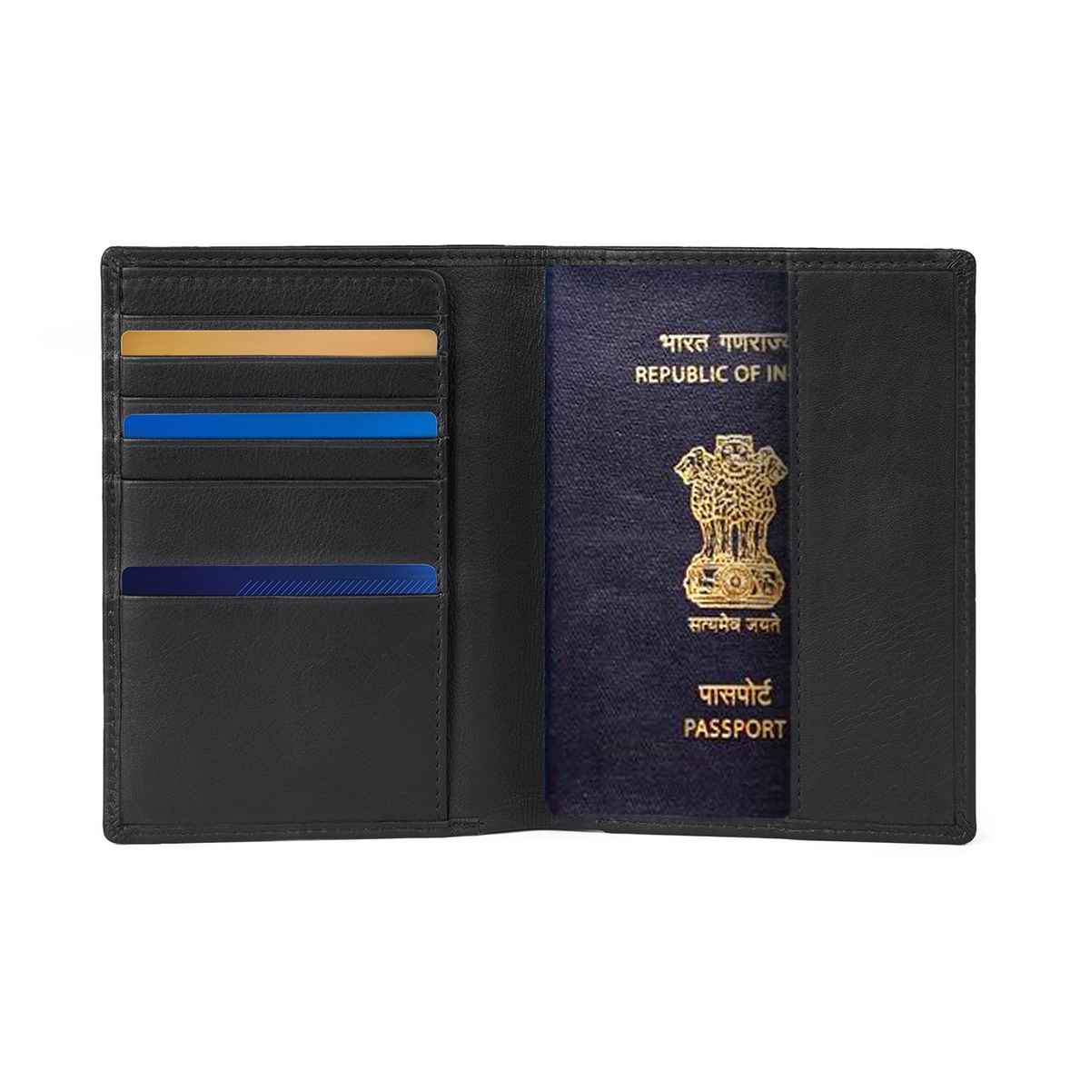 Travel Blue Unisex Solid Leather Passport Wallet | Black