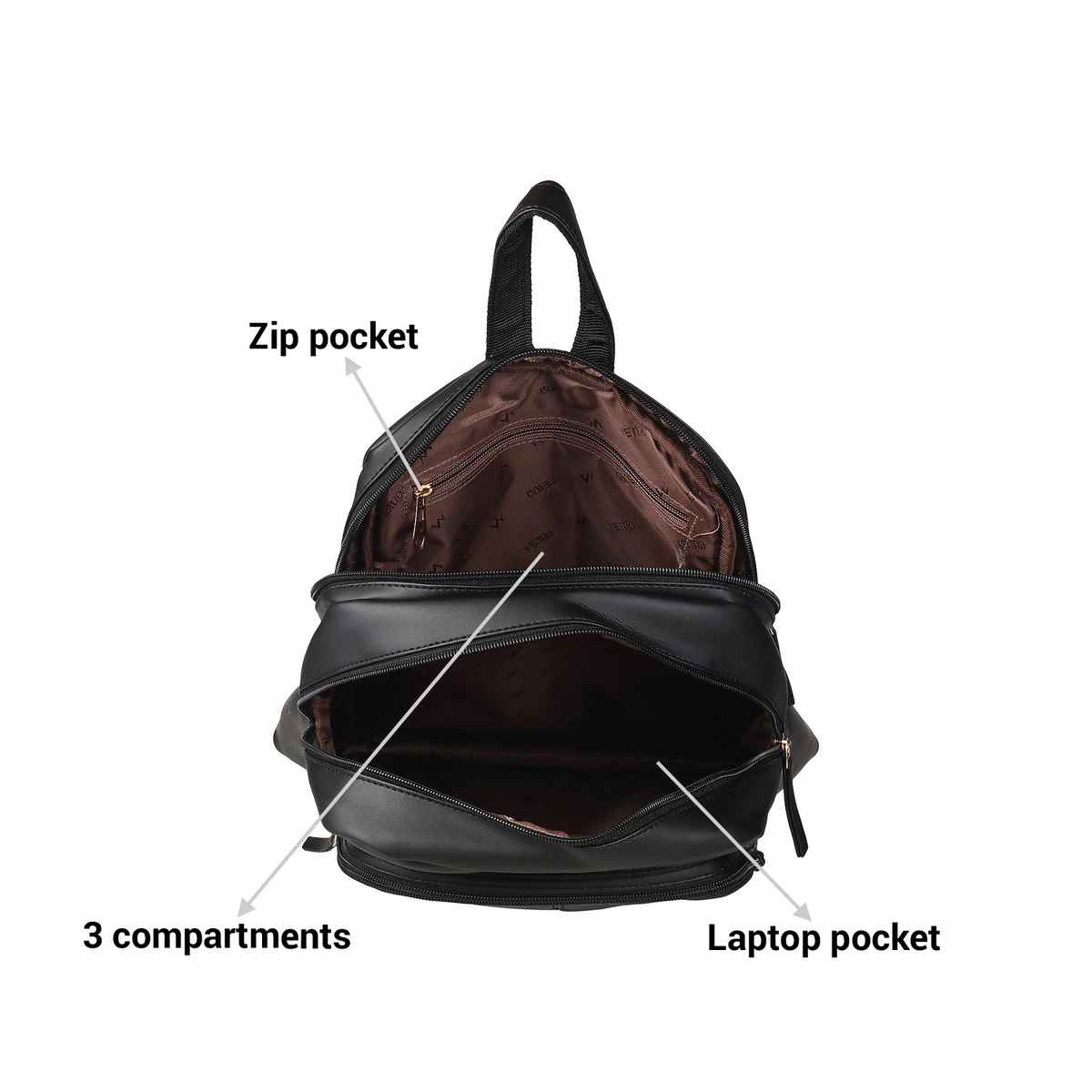 Metro Black Synthetic Bagpack for Women | 66-7806-11