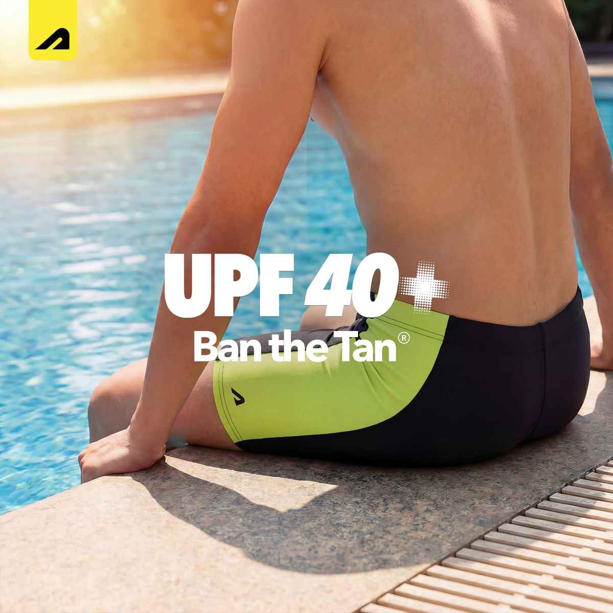 Boldfit Men's Swimming Jammers Strechable Breathable Quick Dry | Black & Yellow - L