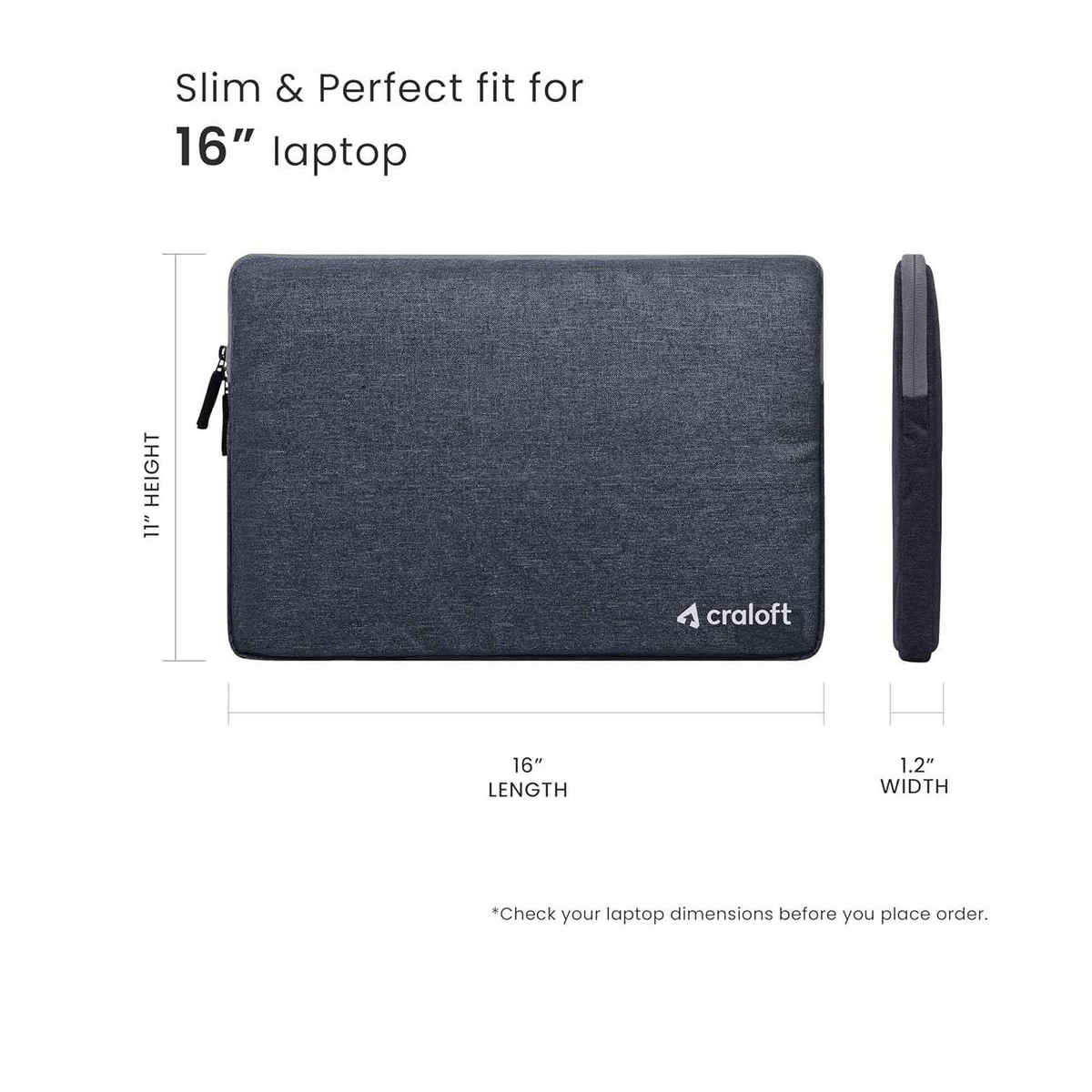 Craloft 16 Inch Laptop Sleeve Cover Bag for MacBook Pro / 16 Inch Laptop - Office & Travel Use(L26)