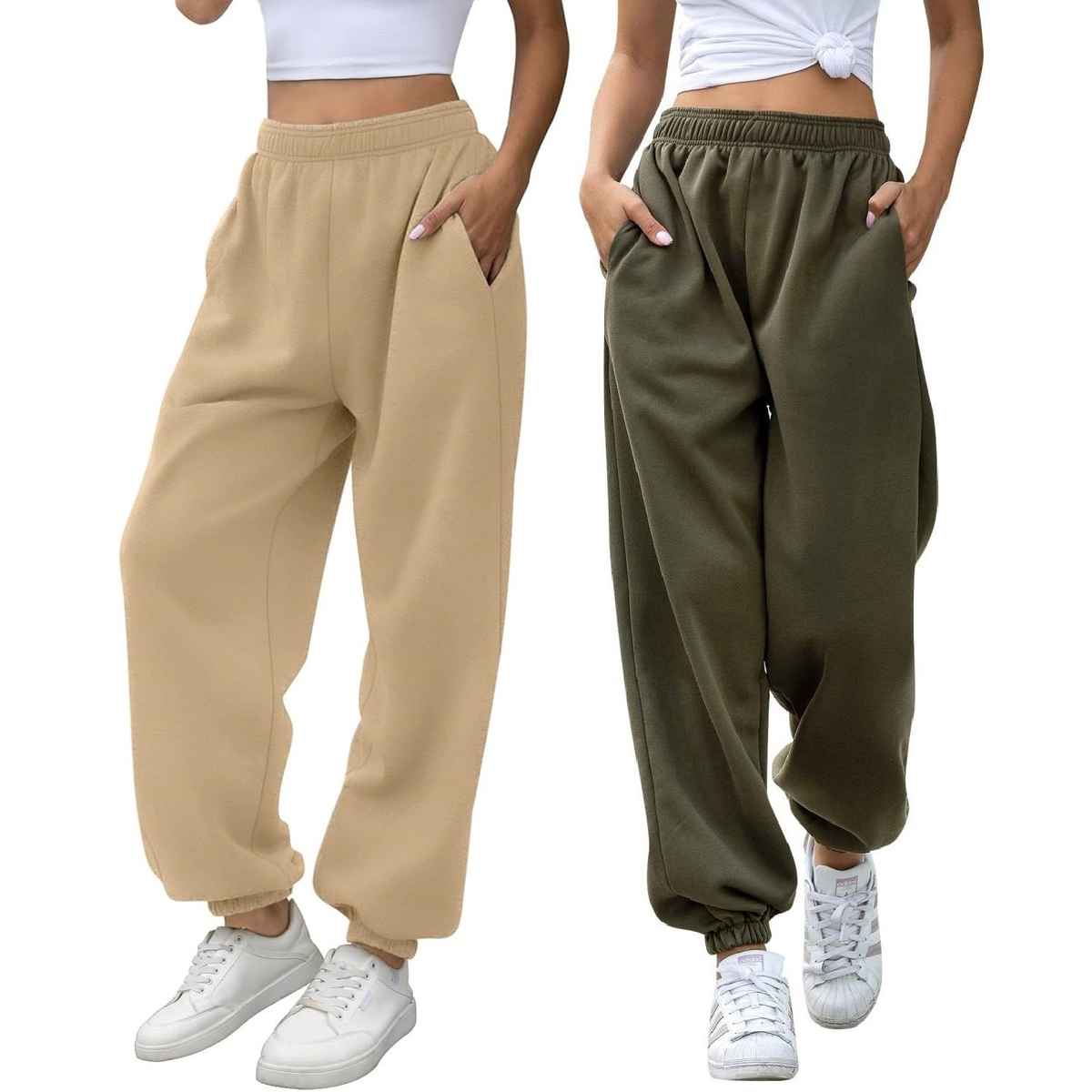 Q-rious Women's Cozyflex Joggers | Plaz-CARGO-2c | Beige & Olive - 34